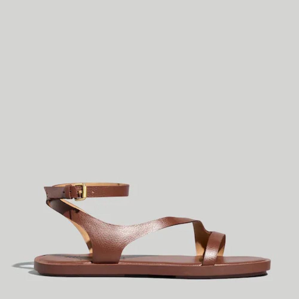 Madewell Mabel Asymmetric strap brown leather sandal. Size 8 1/2.